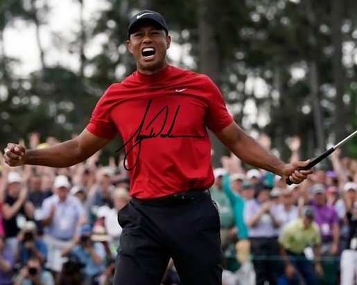 TIGER WOODS SIGNED PHOTO 8X10 RP AUTOGRAPHED 2019 MASTERS WINNER !