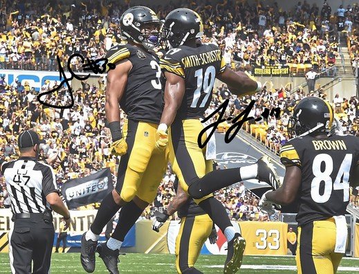 JAMES CONNER JUJU SMITH SCHUSTER SIGNED PHOTO 8X10 RP AUTOGRAPHED STEELERS !