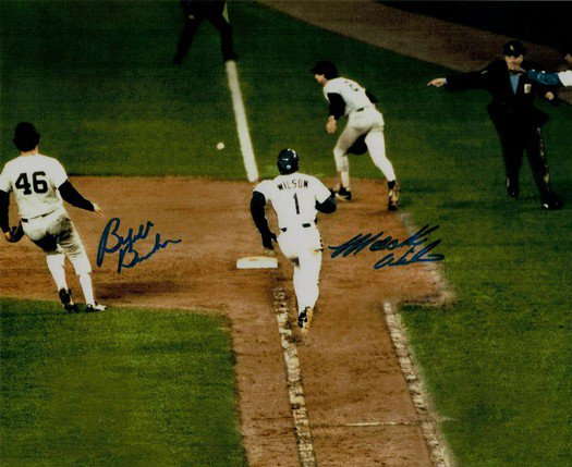 BILL BUCKNER MOOKIE WILSON SIGNED PHOTO 8X10 RP AUTOGRAPHED 1986 WORLD SERIES