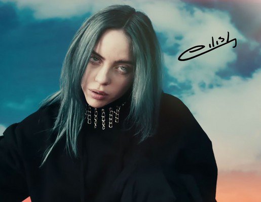 BILLIE EILISH SIGNED POSTER PHOTO 8X10 RP HOODIE AUTOGRAPHED *