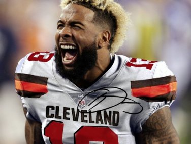 ODELL BECKHAM JR SIGNED PHOTO 8X10 RP AUTOGRAPHED CLEVELAND BROWNS FOOTBALL