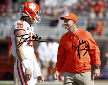 TREVOR LAWRENCE & DABO SWINNEY SIGNED PHOTO 8X10 RP AUTOGRAPHED CLEMSON TIGERS