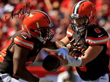 BAKER MAYFIELD & NICK CHUBB SIGNED PHOTO 8X10 RP AUTOGRAPHED CLEVELAND BROWNS