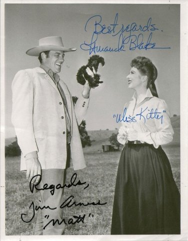 JAMES ARNESS AMANDA BLAKE SIGNED PHOTO 8X10 RP AUTOGRAPHED GUNSMOKE CAST