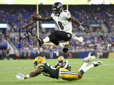 LAMAR JACKSON SIGNED PHOTO 8X10 RP AUTOGRAPHED BALTIMORE RAVENS MVP