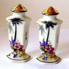 White Glass Palm Trees Salt and Pepper Shakers Satsumi