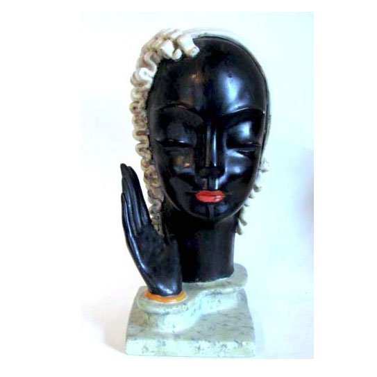 African American African Woman Chalkware Head Bust