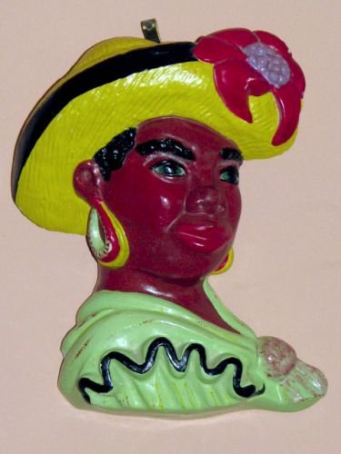 African American Island Woman Chalkware Plaque