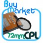 SALE 72mm Circular Polarizing CPL filter for DSLR Lens