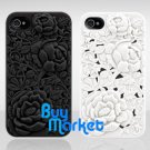 VALUE PACK! NEW White 3D Rose Blossom Hard Case Cover for Apple iPhone 4 4S 4G