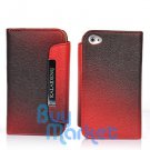 RED Apple iPhone 4S 4 Wallet Credit Card Flip Leather Pouch Case Cover FREE GIFT