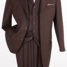 Loriano Men's 3pc 100% Wool Fashion BROWN Suit 46L