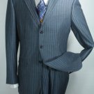 2 PCS Wool Blend Business blue with stripes Suits 40R
