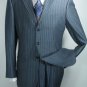 2 PCS Wool Blend Business blue with stripes Suits 40R