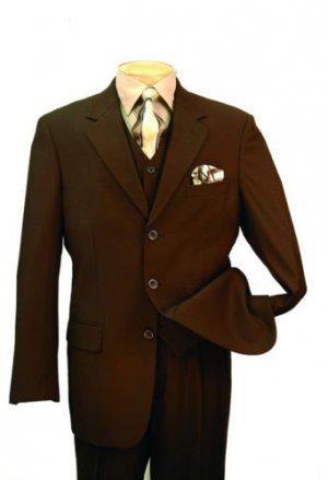 Mens 3pc Executive Brown Suit  42R