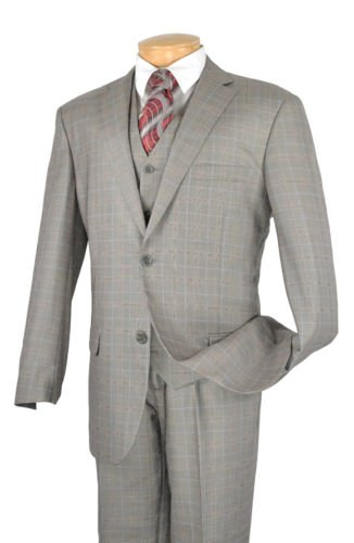 Mens 3pc Executive Gray Suit 46R