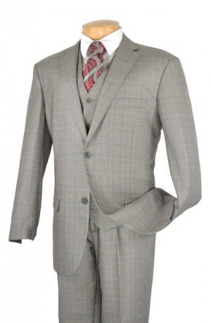 Mens 3pc Executive Gray Suit  46R