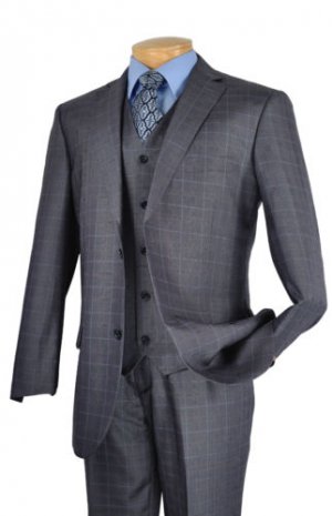 Mens 3pc Executive Blue Suit  46R