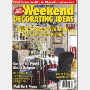 COUNTRY ACCENTS WEEKEND DECORATING IDEAS July 1999 Magazine Fabric IVY-decorated PAINTED ROOM SCREEN