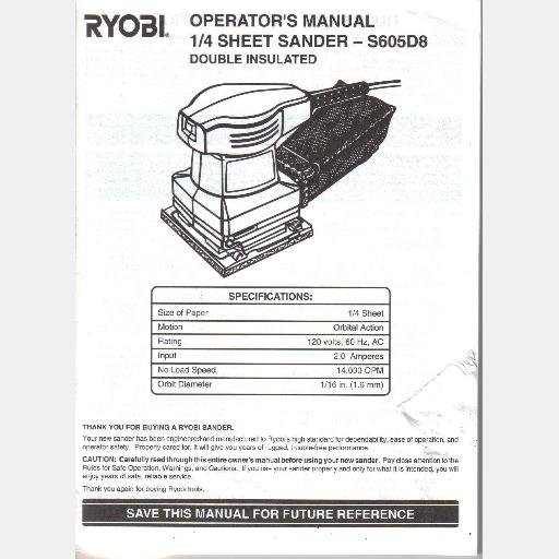 Ryobi S430 Owners Manual