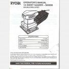 RYOBI OWNERS Operator MANUAL Guide S605D8 1/4 sheet sander 972000870