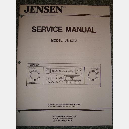 JENSEN JS6223 JS 6223 SERVICE MANUAL AM FM Radio Stereo Receiver Auto
