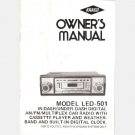 KRACO Owner's Manual LED-501 IN Under Dash Digital AM FM Multiplex Car Radio Cassette Clock