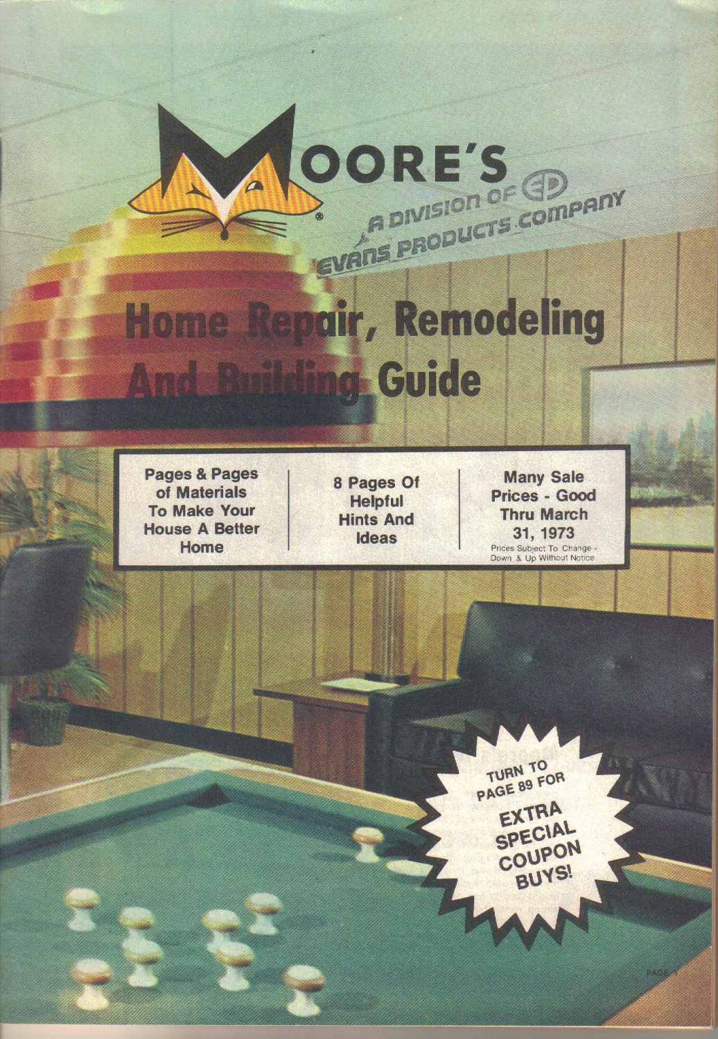 Moore's Catalog-Home Repair, Remodeling, Building Guide, Hardware, Fox logo-March 1973