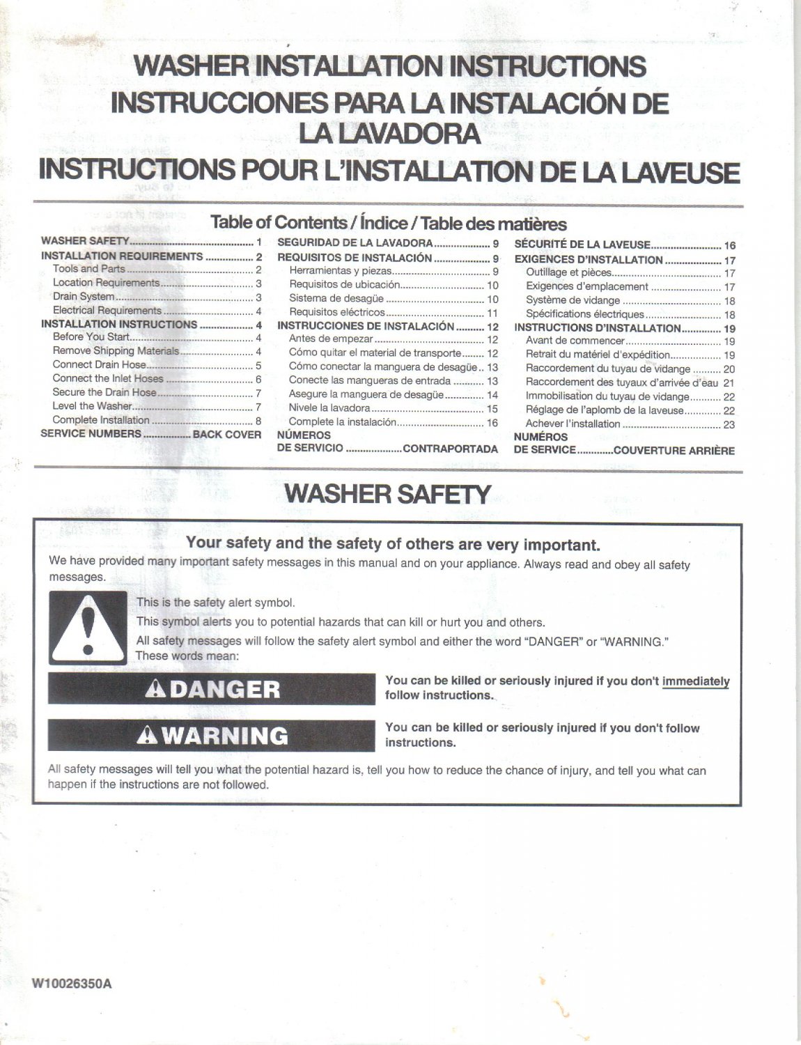 Sears Kenmore Whirlpool Washer Washing Machine Installation