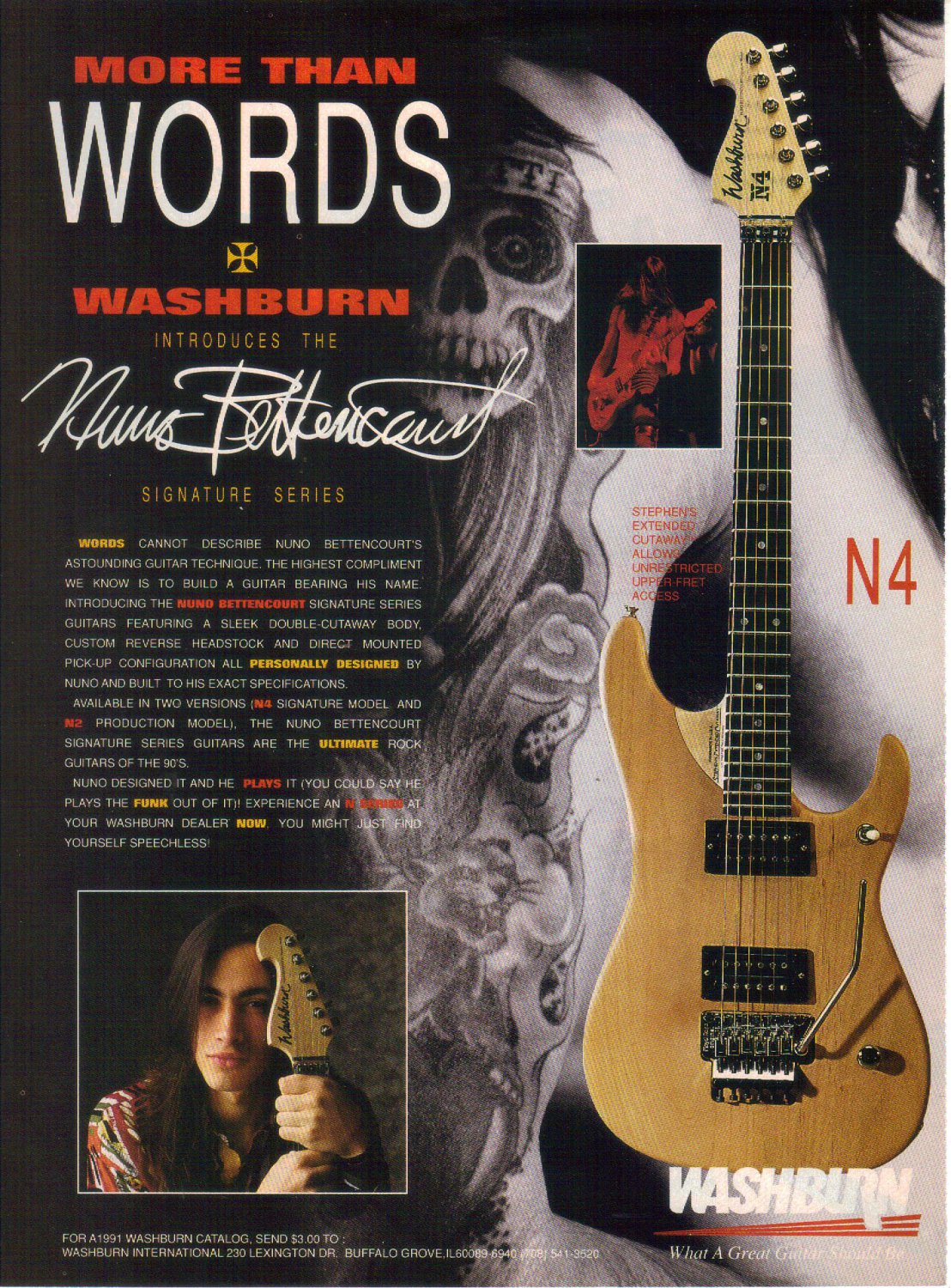 WASHBURN INTERNATIONAL Guitar ad advertisement NUNO BETTENCOURT
