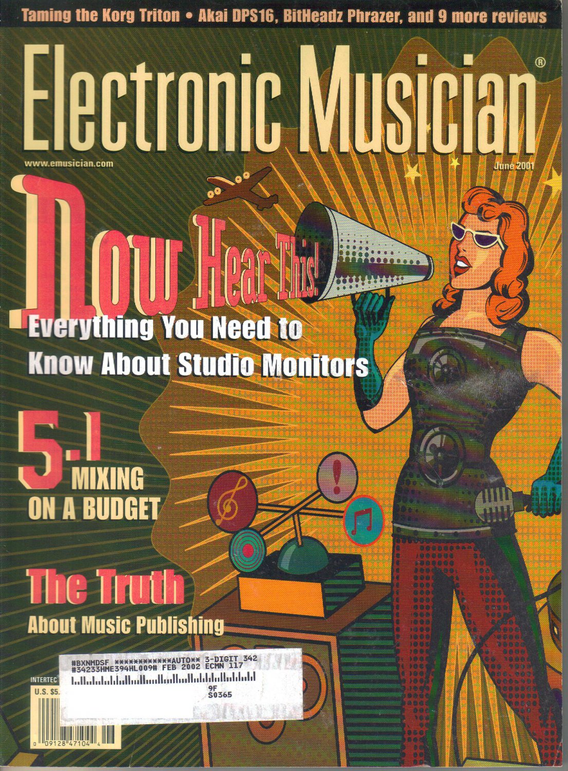 Electronic Musician Magazine-June 2001-Korg Triton Synthesizers-Akai DPS16-BitHeadz Phrazer