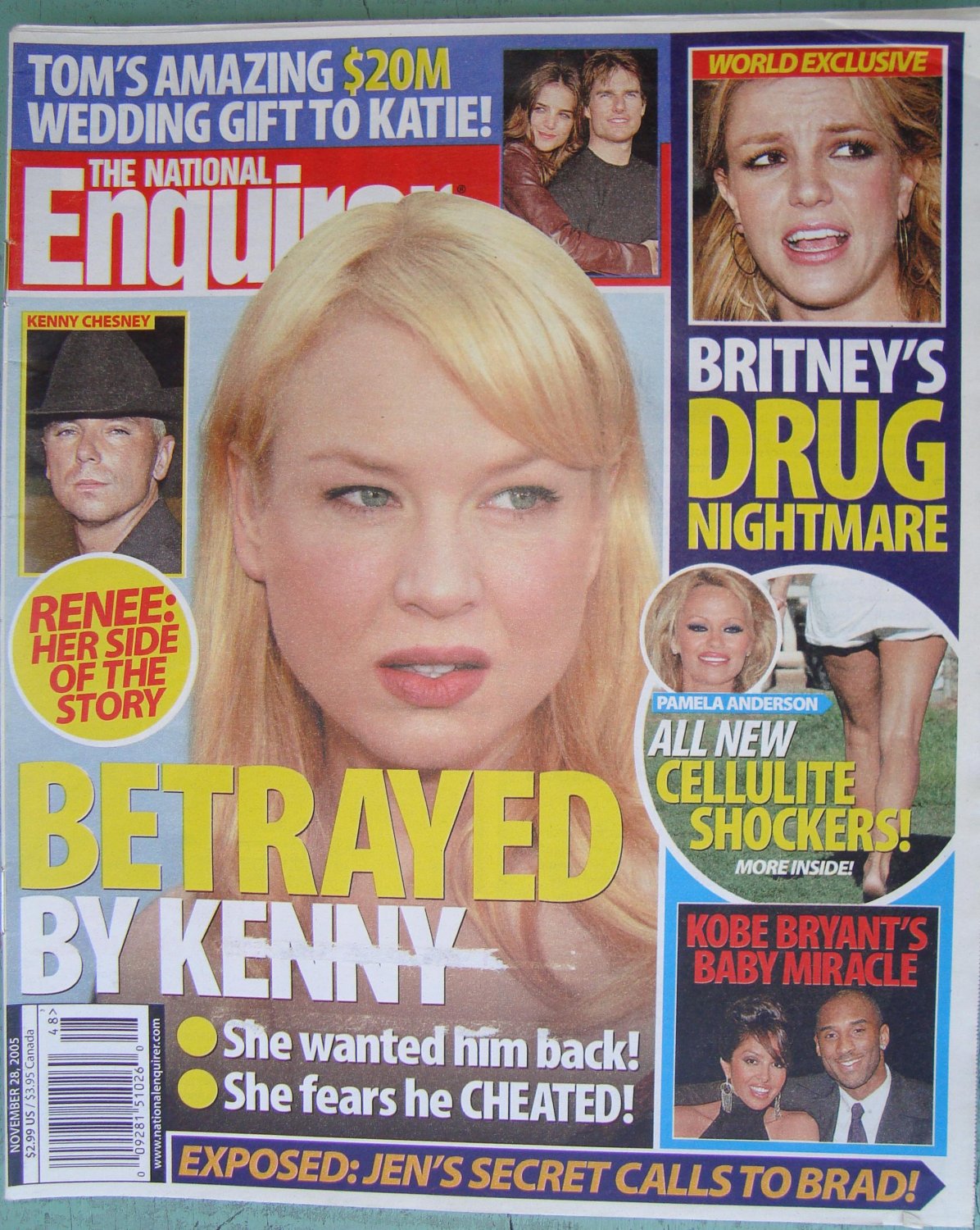 NATIONAL ENQUIRER November 28 2005 RENEE Zellwegger betrayed by Kenny Chesney Britney Drug