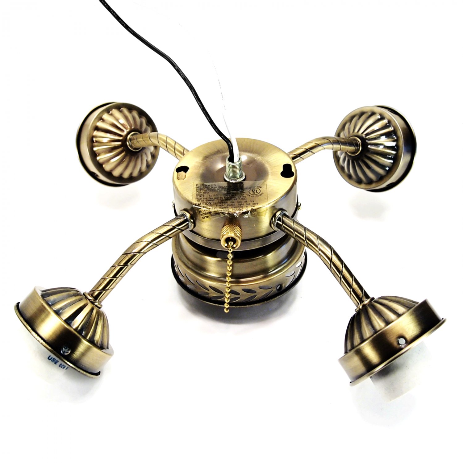 Ceiling Fan Light Kit Straight Arm 5Lamp with Pull Switch Antique