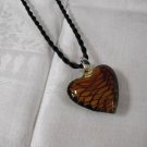 Murano Gold Glass Heart Pendant On A Satin Cord