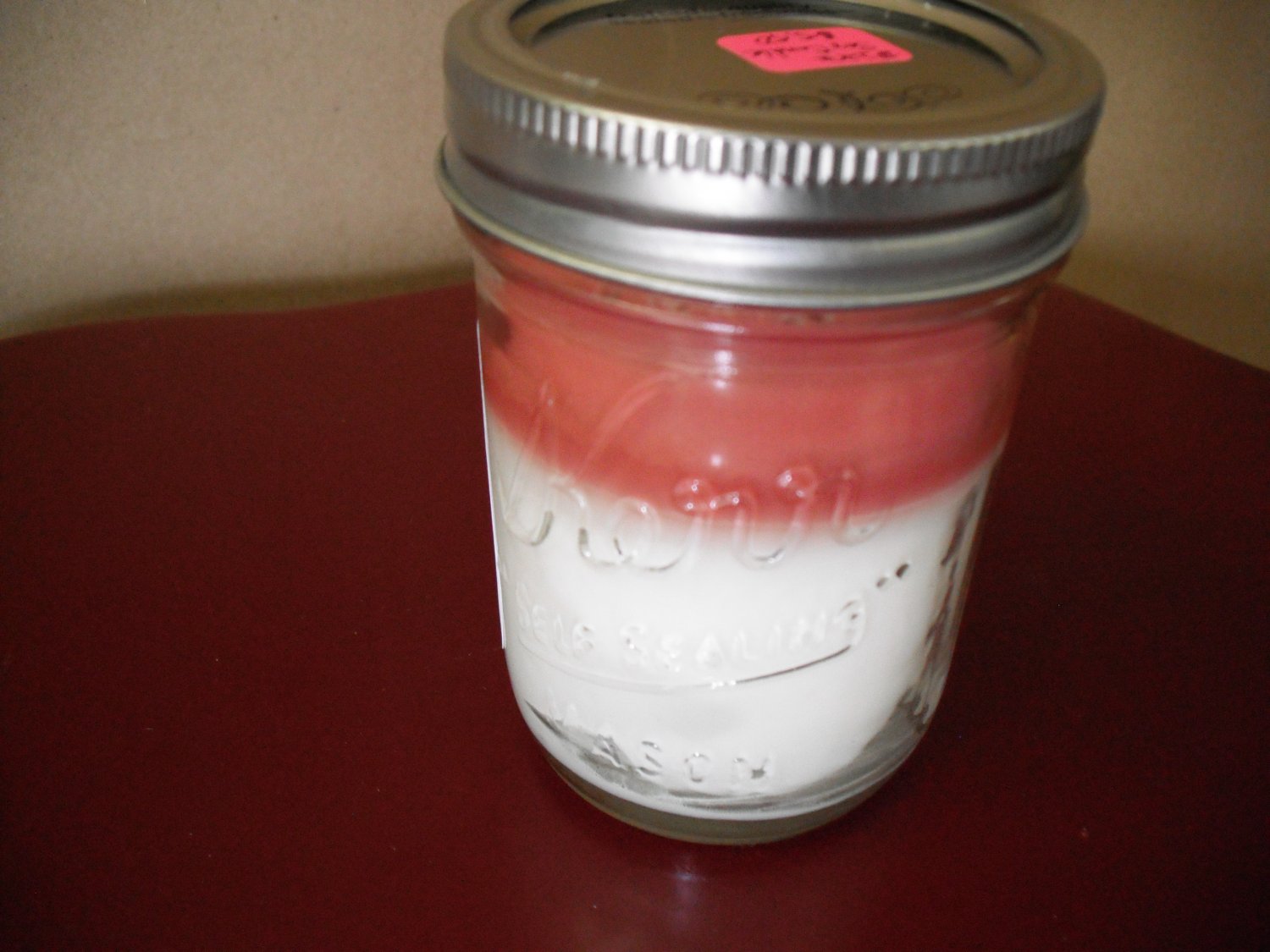 Handcrafted Double Layer Soy Jar Candle-Red & White