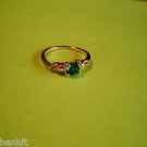 New Size 6 1/2 Gold Plated C.Z, Green rhinestone Solitaire