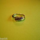 New Silver Plated Ring With Five Red Rhinestones Size 8 1/2