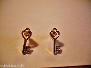New Gold Plated Pastic Skeleton Key Post Earrings For Pierced Ears