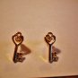 New Gold Plated Pastic Skeleton Key Post Earrings For Pierced Ears