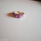 New Size 7 1/2 Clear Rhiestones With Purple Gold Plated Ring