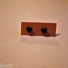 New Small Black Enamel Heart Earrings For Pierced Ears