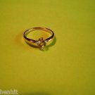 New Size 6 1/2 Gold Plated Round Solitaire CZ Clear Rhinestone Ring