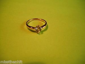 New Size 6 1/2 Gold Plated Round Solitaire CZ Clear Rhinestone Ring
