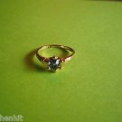 New Size 6 1/2 Gold Plated CZ Blue Rhinestone Ring