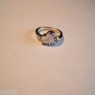 New Size 5 1/2 Gold Plated White Heart & Clear Rhinestones Ring