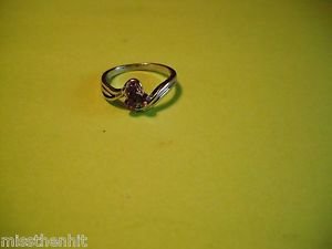 New Silver Plated Ring With Three Purple Rhinestones On Wavy Band Size 10 1/2