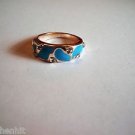 New Size 7 1/2 Clear Rhinestones With Blue Gold Plated Ring
