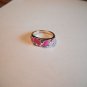 New Size 7 1/2 Gold Plated Dark Pink With Clear Rhinestones Ring