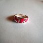New Size 6 Gold Plated Dark Pink Enamel With Clear Rhinestones Ring