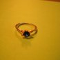 New Size 7 1/2 Gold Plated CZ Dark Blue Rhinestone Ring